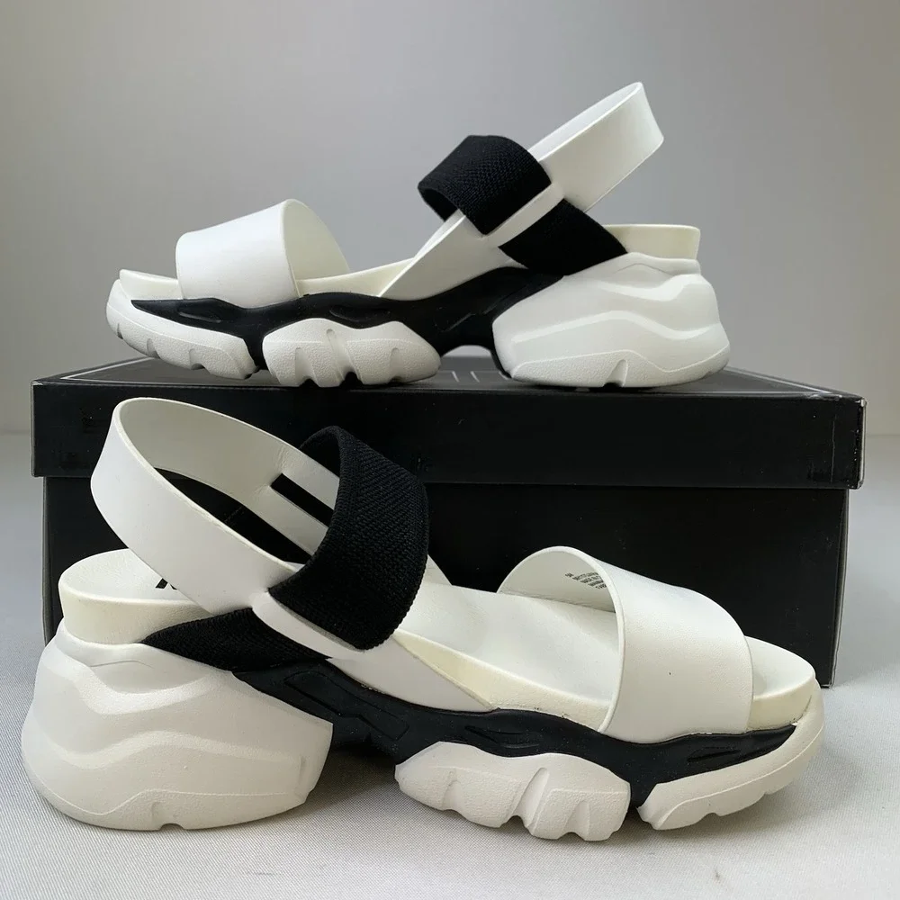 MIA Womens ARIAH White Black Strappy‎ Platform Sandals Size 5M